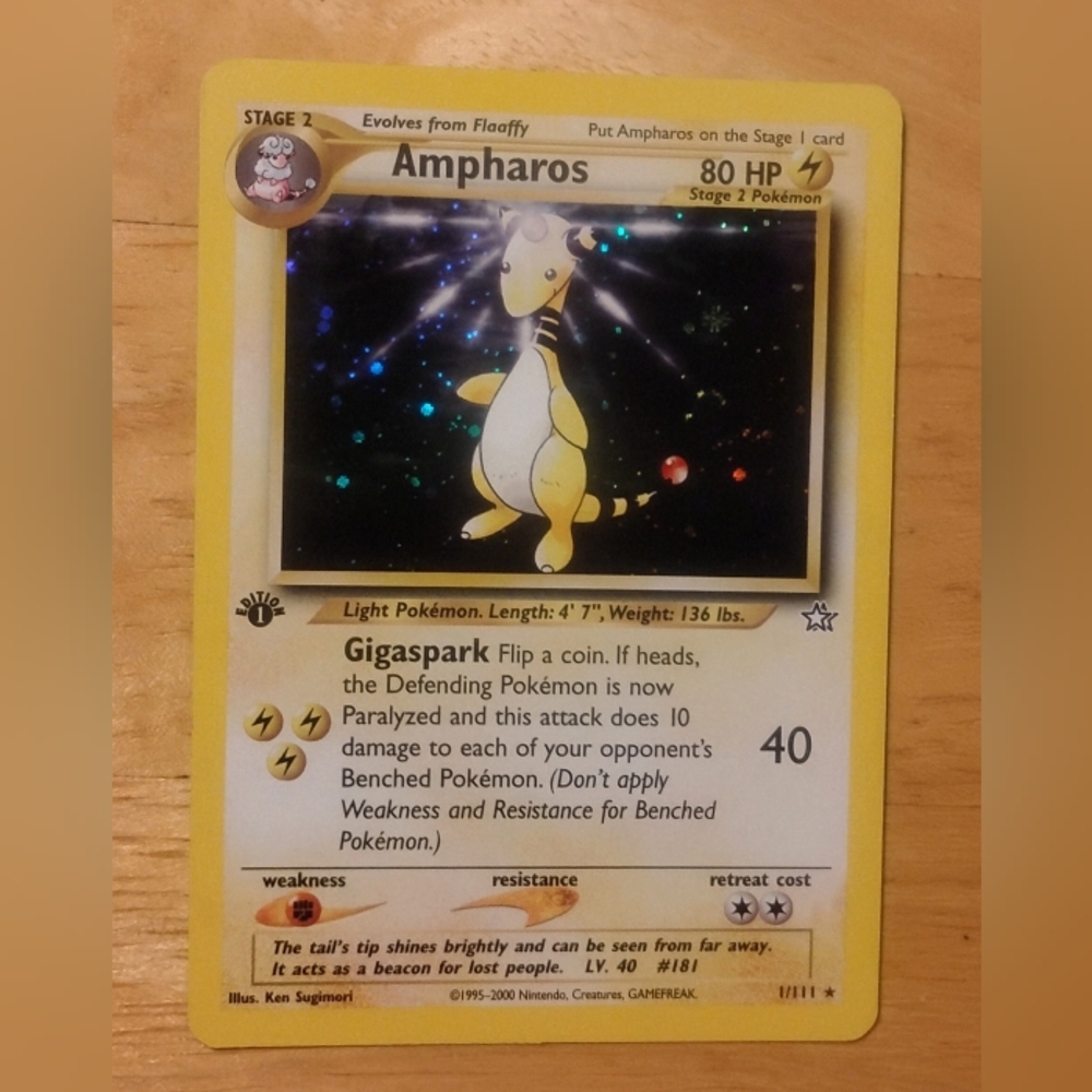 Pokemon Ampharos Trading Card - Yellow and Black